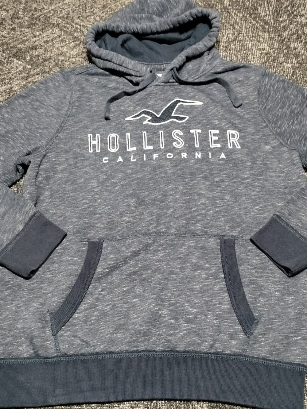 Hollister Hoodie Men's Large L Heather Blue Sweatshirt California Embroidered